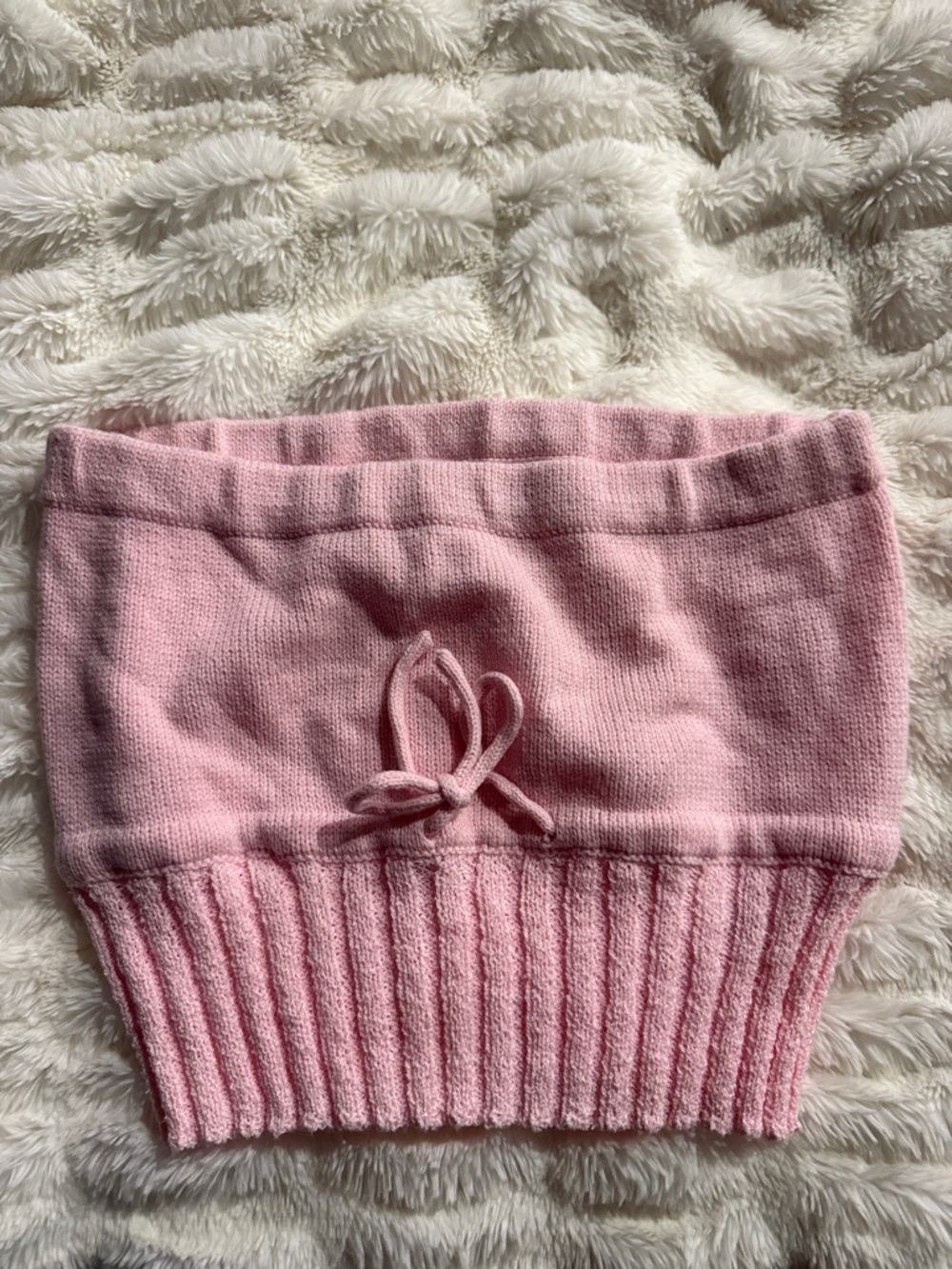 Pink Cropped Knit Tube Top